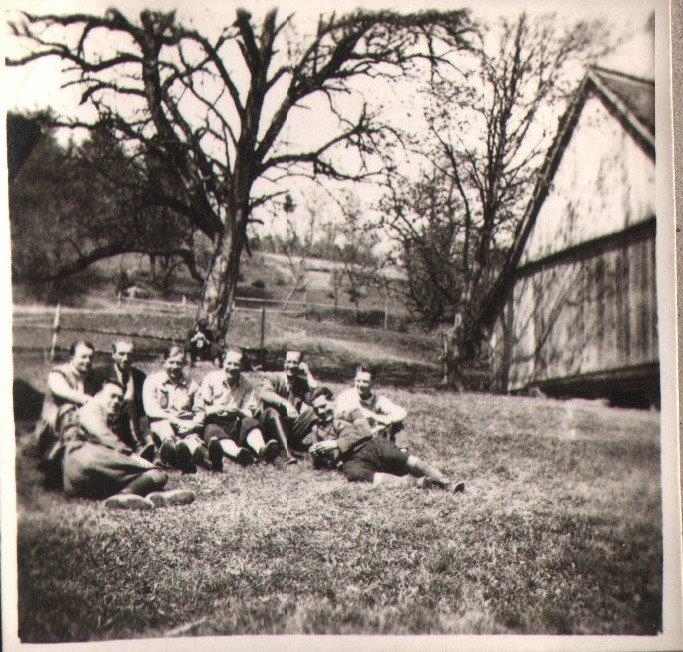 Julian Krzewicki and Polish AK partisans resting on mountainside